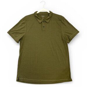 Proof Polo Shirt Mens L Olive Green Merino Wool Blend Short Sleeve P-150001